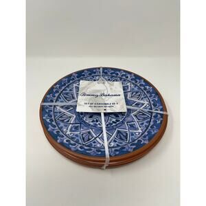 Tommy Bahama Melamine MEDALLION Spanish Terracotta Dinner Plates 4pc NEW